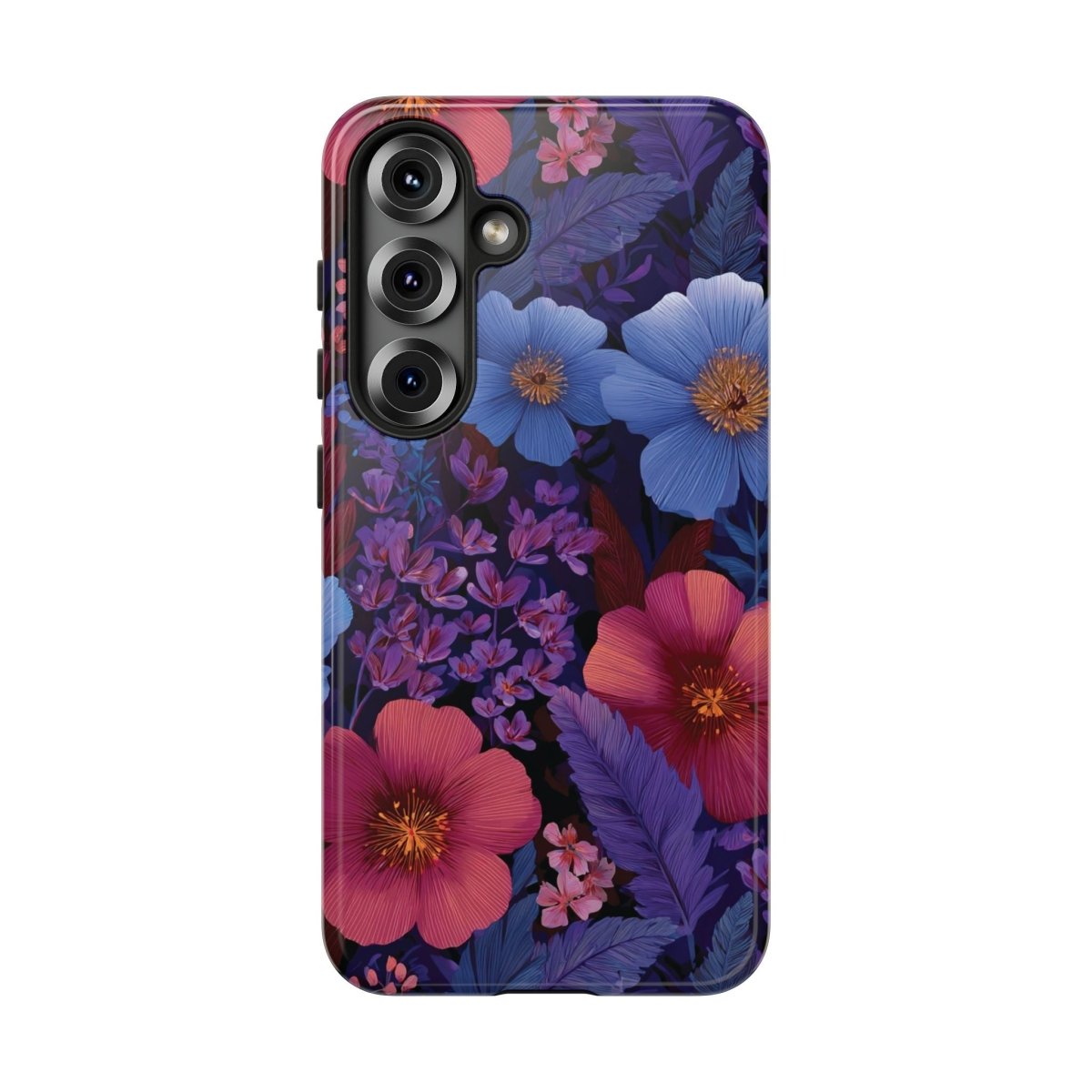 Samsung Tough Phone Case by WOYC in Lavender Tropics, with rugged design and tropical pattern for Galaxy smartphones.