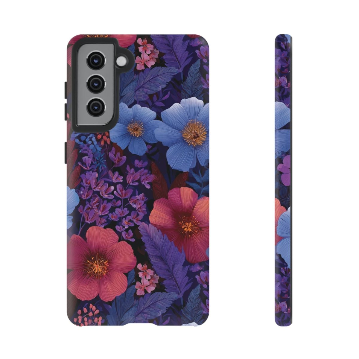 Samsung Tough Phone Case in Lavender Tropics by WOYC, designed for durable protection with tropical floral pattern.