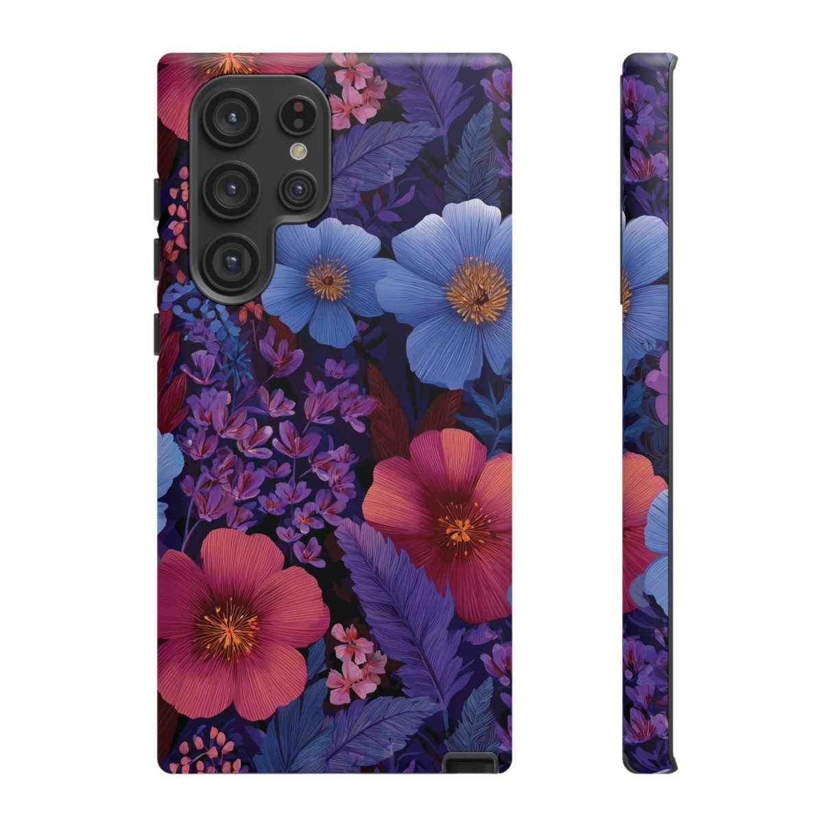 Samsung Tough Phone Case in Lavender Tropics by WOYC, featuring durable design and vibrant tropical pattern.