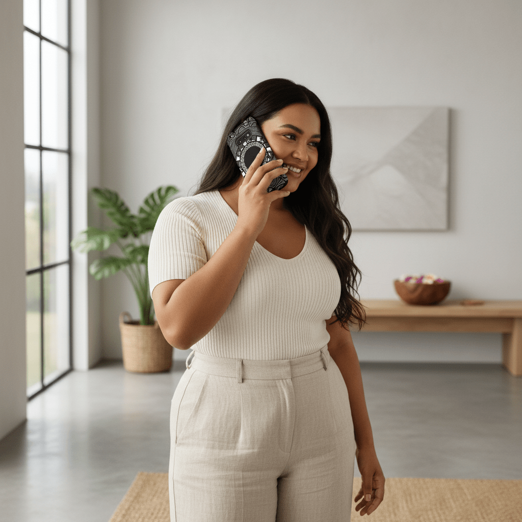 Samsung tough phone case by WOYC featuring a Māori design, suitable for AU/NZ/USA markets, showcasing durability and style.