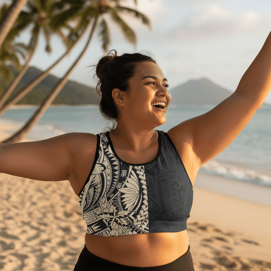 Seamless Sports Bra - Blue Bloom - AU/NZ/USA - The Koko Samoa