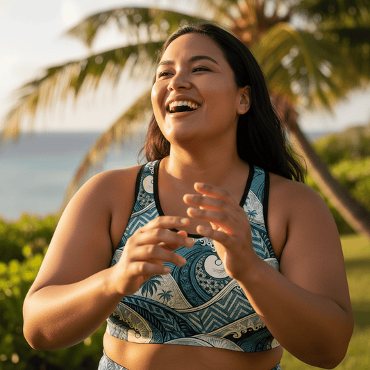 Seamless Sports Bra - Blue Waves - AU/NZ/USA - The Koko Samoa