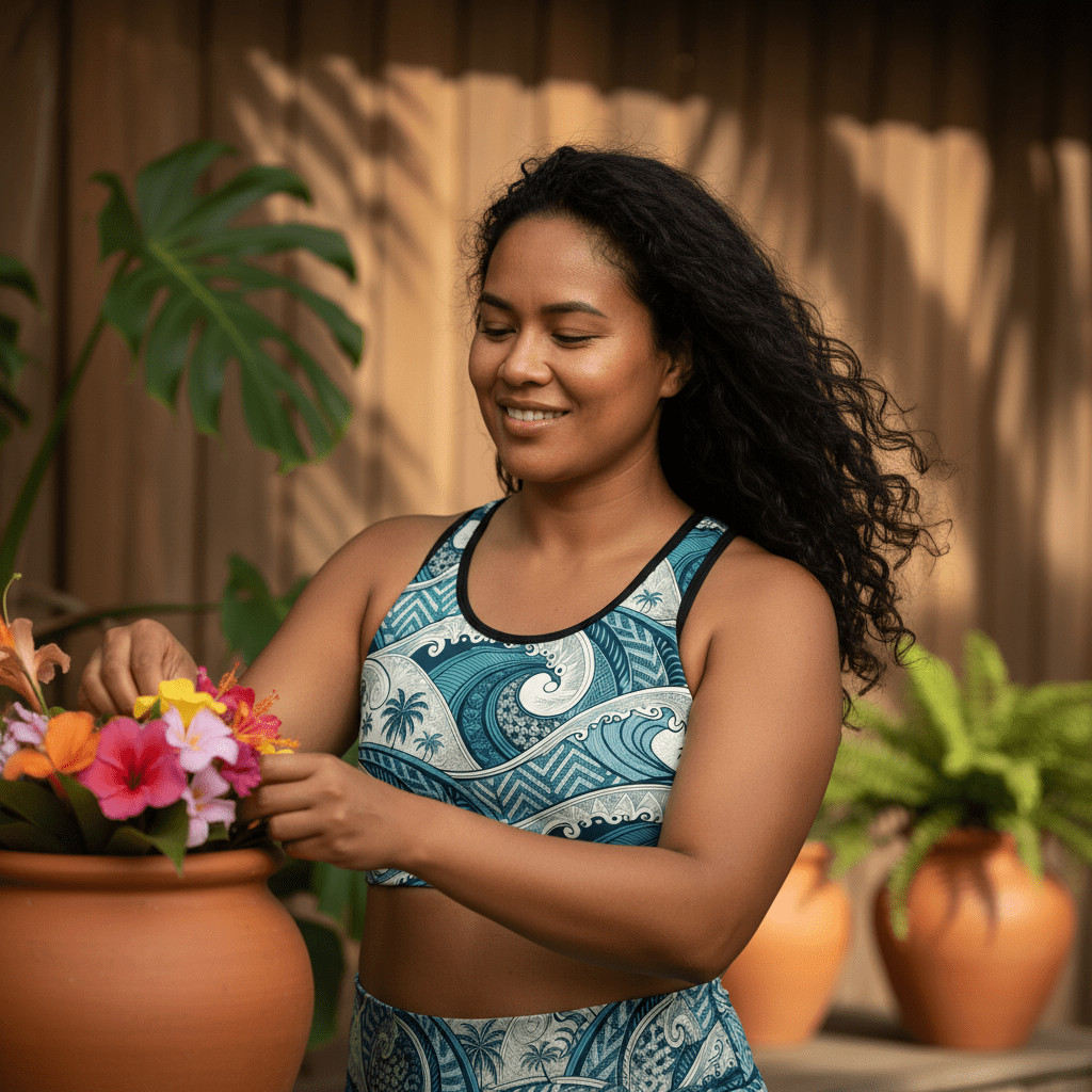 Seamless Sports Bra - Blue Waves - AU/NZ/USA - The Koko Samoa