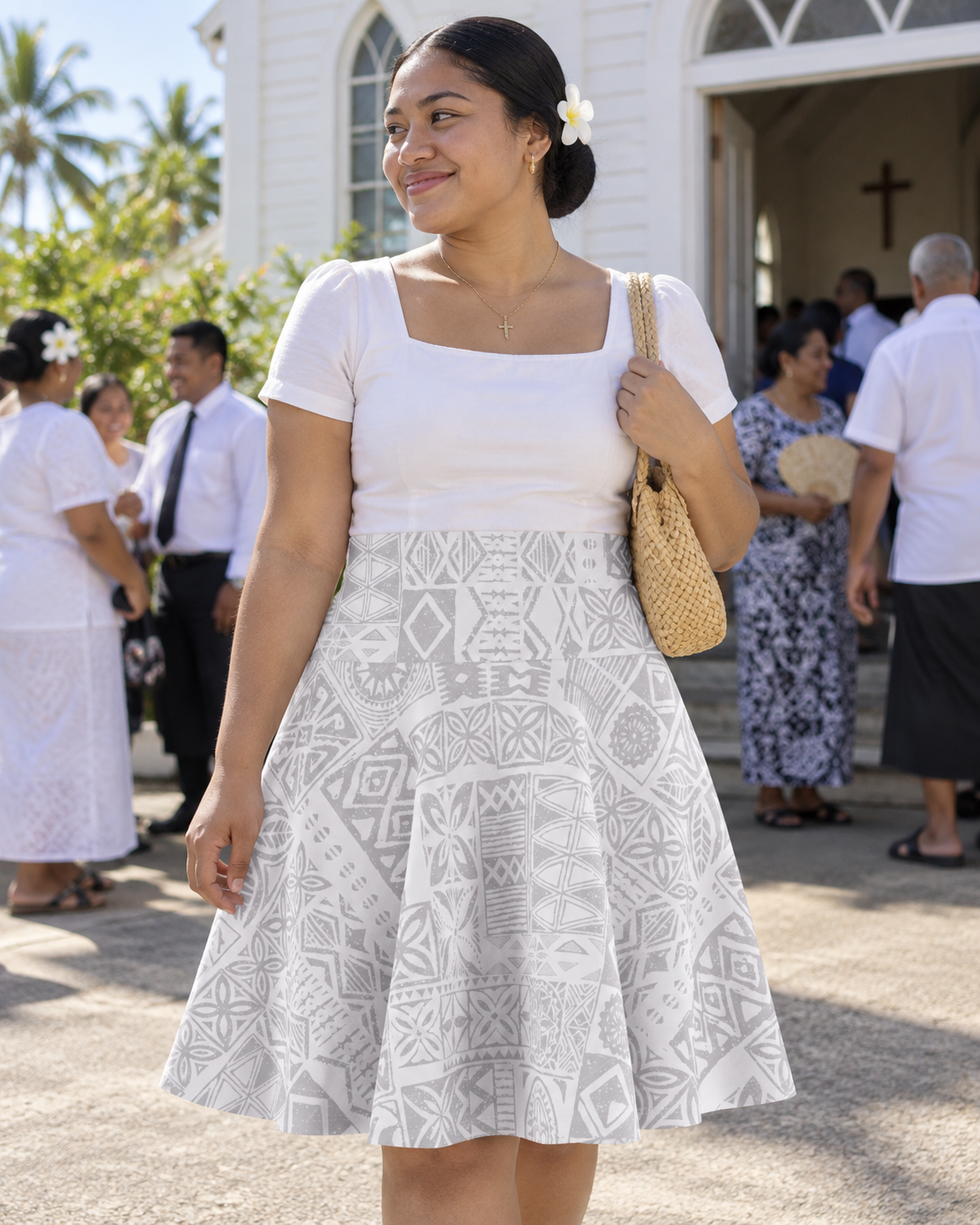 Skater Skirt - White Sunday worn in everyday life