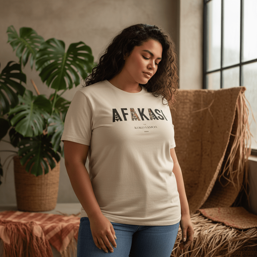 Soft unisex Afakasi T-shirt by The Print Bar, featuring a comfortable fabric and cultural design inspired by Samoa.