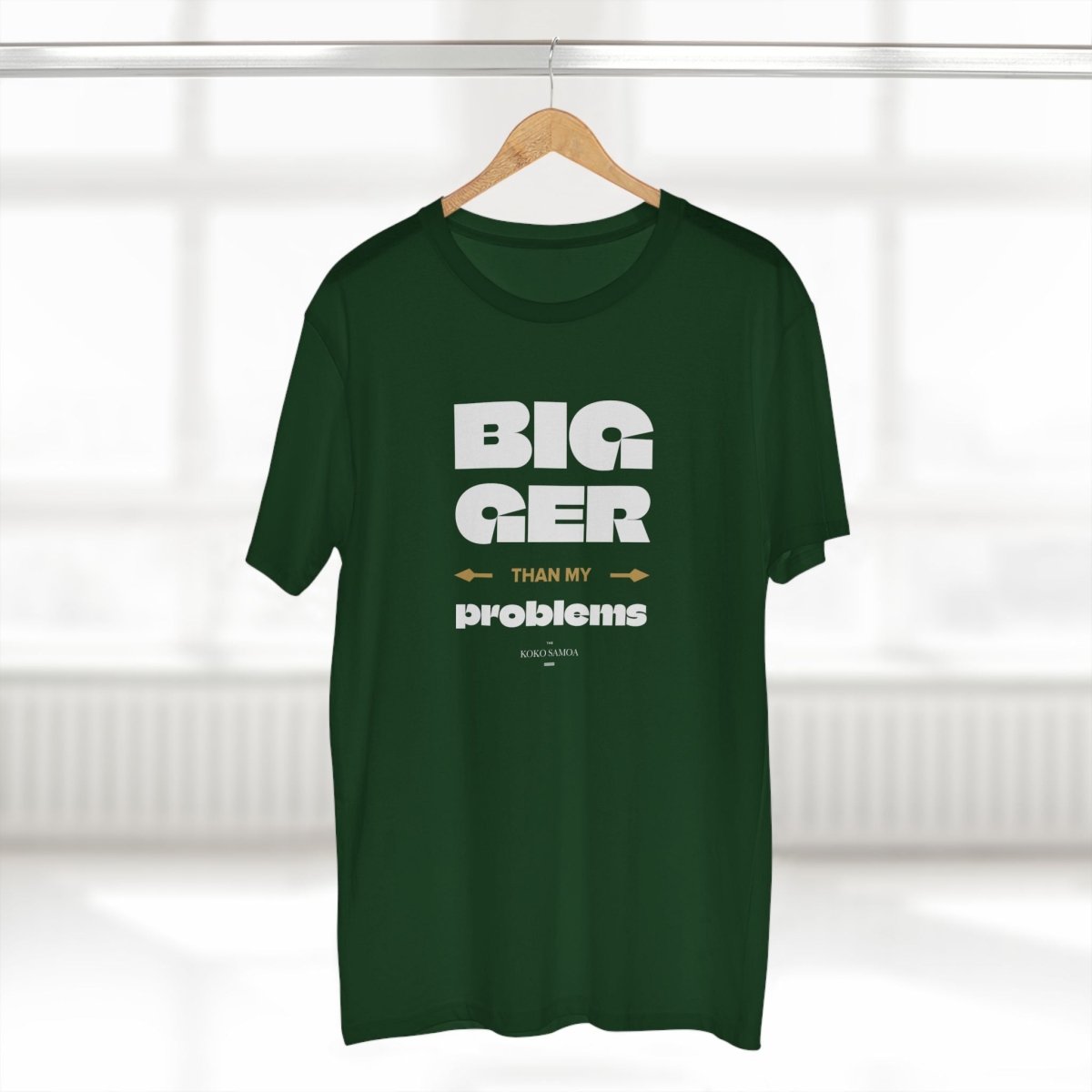 Soft unisex T-shirt from The Print Bar with "Bigger Than Problems" personalized design, featuring a comfortable fit and casual style.