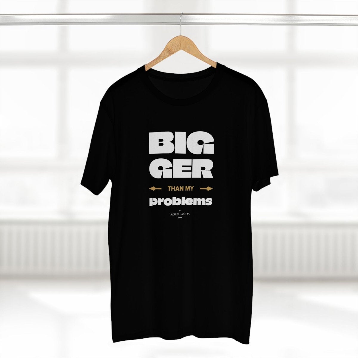Soft unisex tee by The Print Bar featuring "Bigger Than Problems" design, personalized, in soft fabric, suitable for AU/NZ wear.