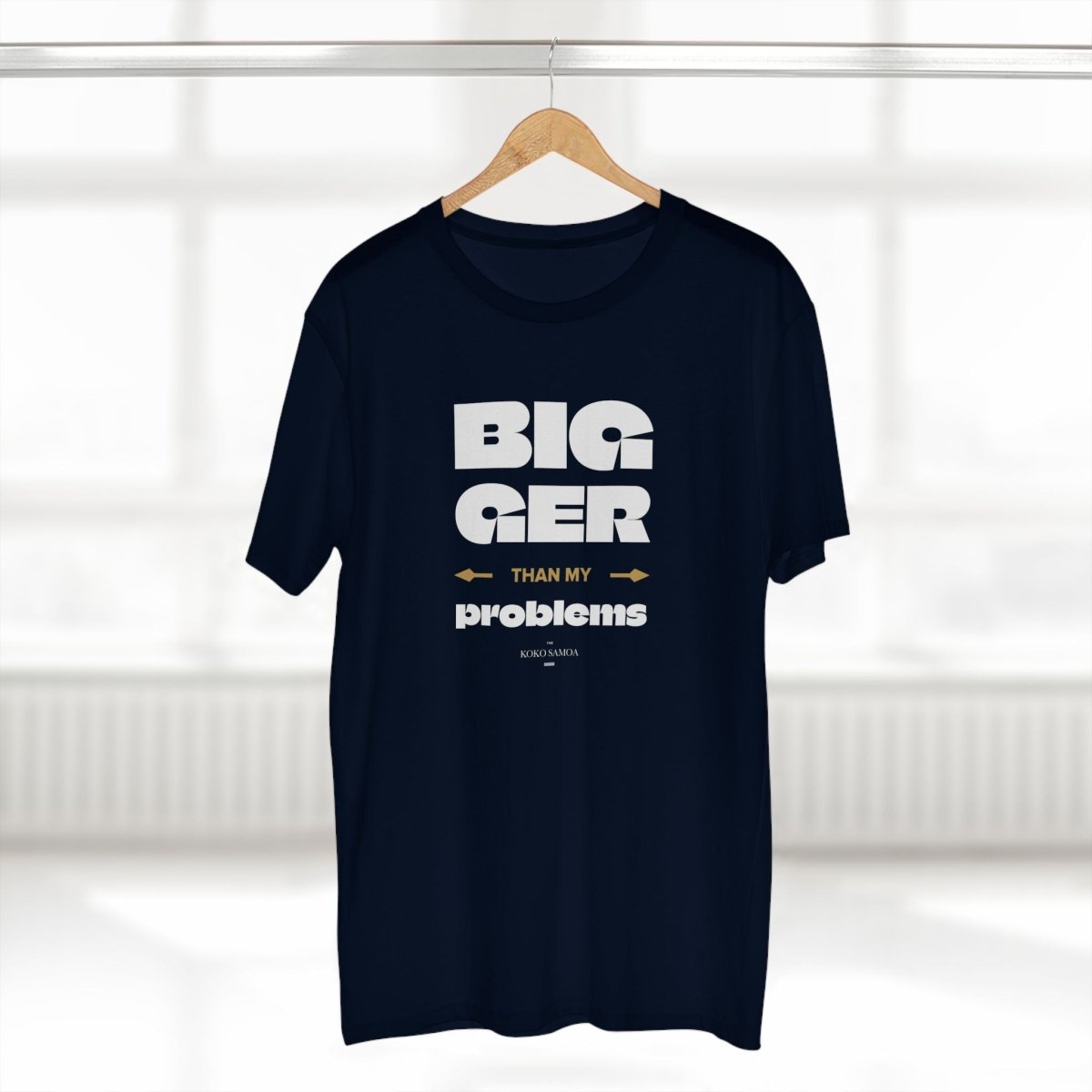 Soft unisex tee from The Print Bar with "Bigger Than Problems" personalized design, made for AU/NZ, casual and comfortable fit.
