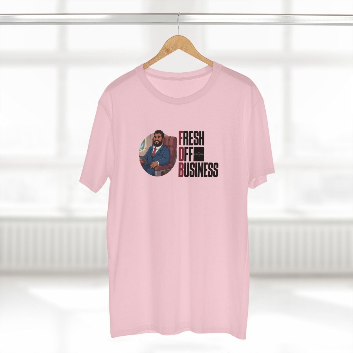 Soft unisex T-shirt from The Print Bar featuring "Fresh Off Business" design, casual fit, in natural fabric for AU/NZ markets.