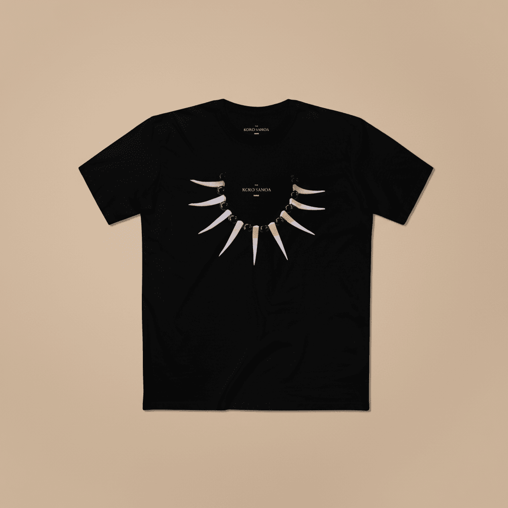 Black soft unisex tee with the Ula Nifo print, The Koko Samoa