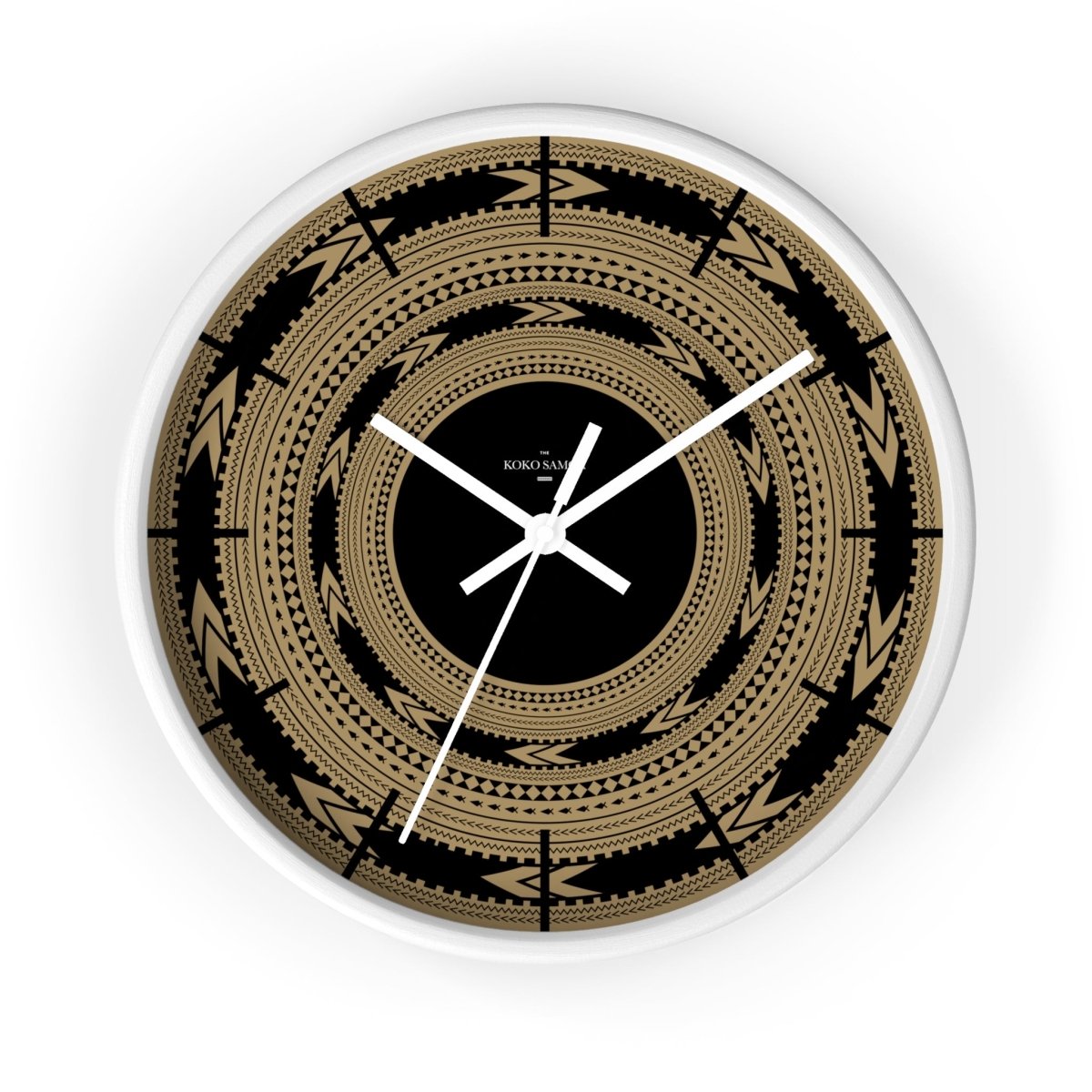 Black 10-inch Pe'a wall clock, featuring a modern home decor design with a spoke-style black base.