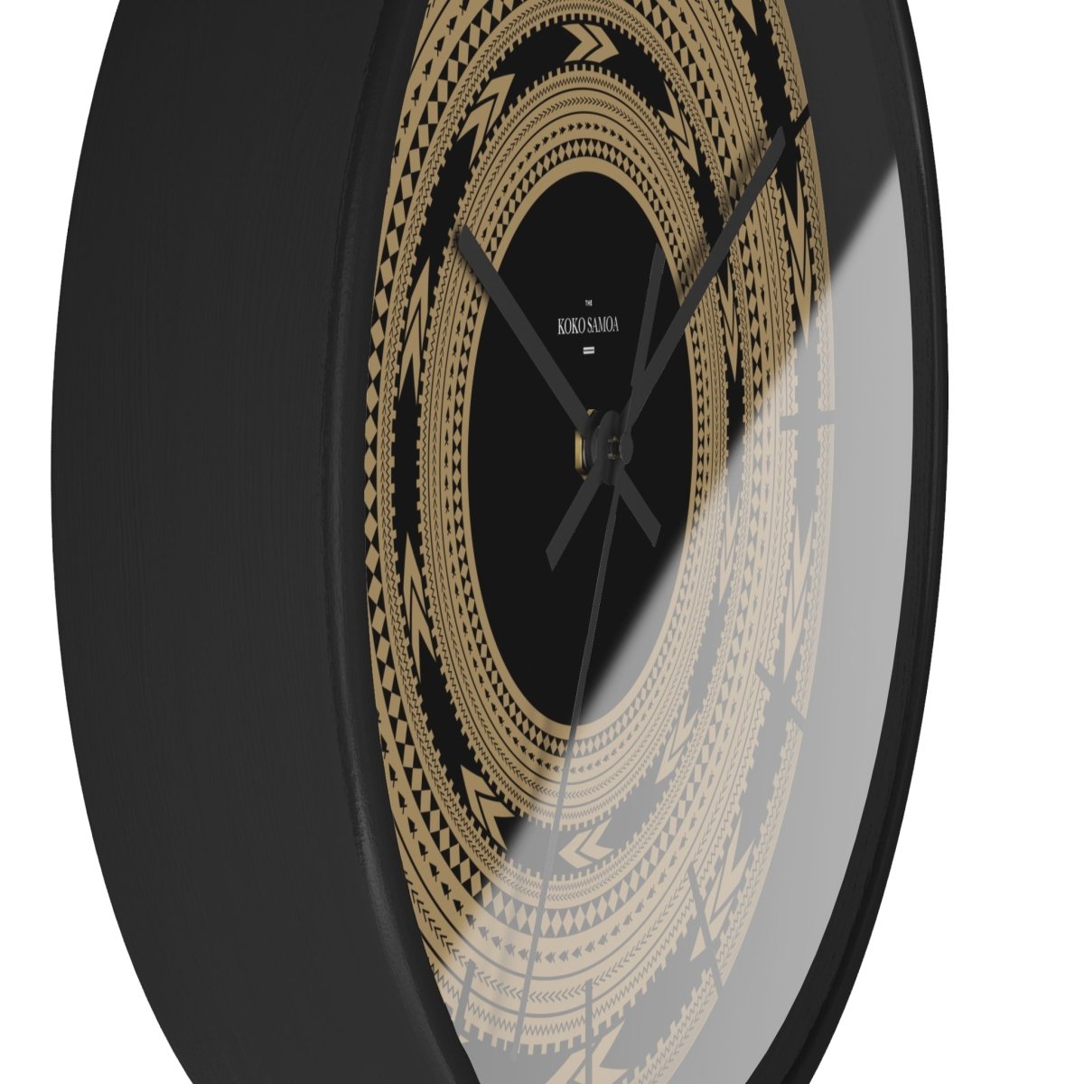 Black 10-inch wall clock from Pe'a, featuring a modern home decor design with a black base and clock face.