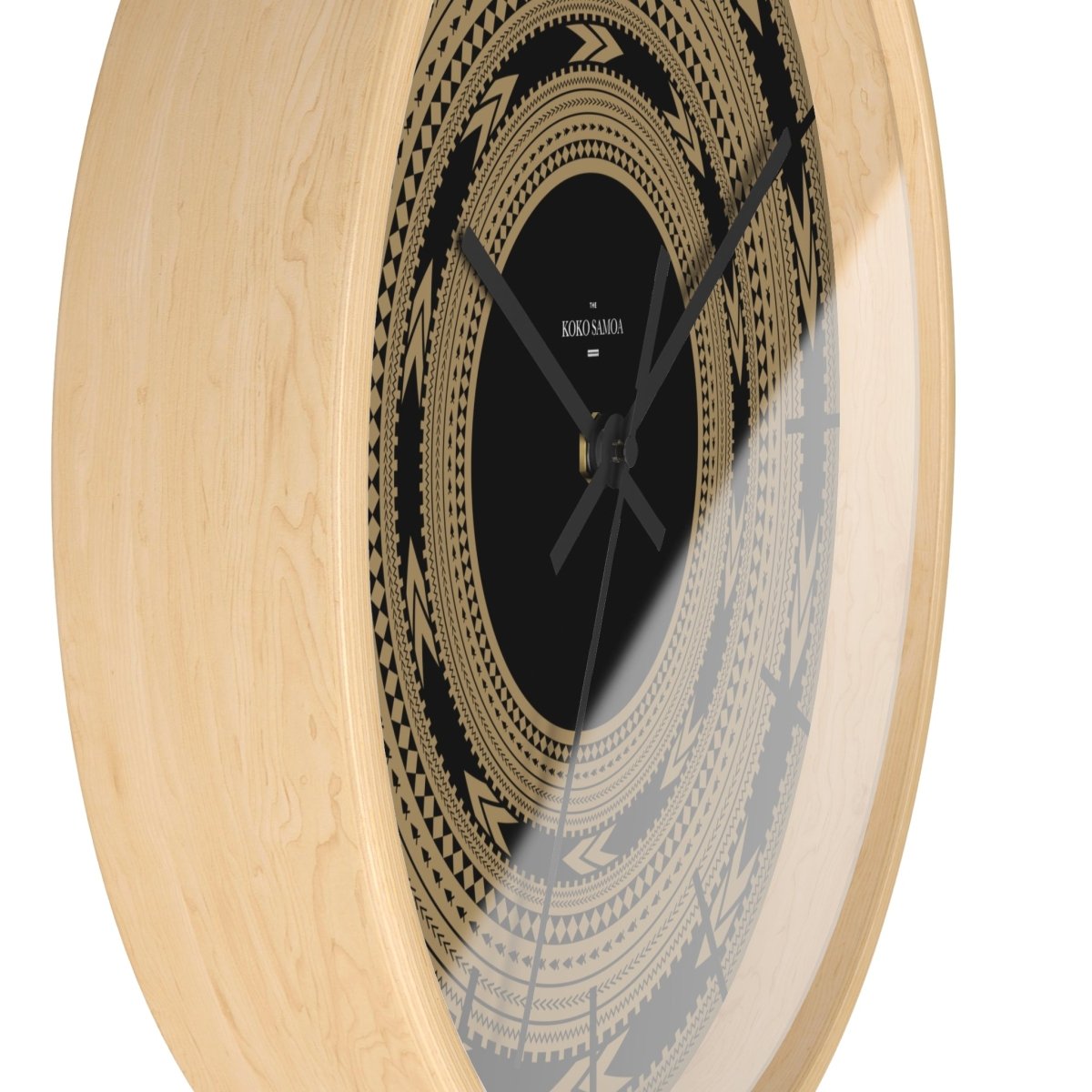 Black 10-inch wall clock featuring a Pe'a design, ideal for home decor in AU, NZ, and USA.