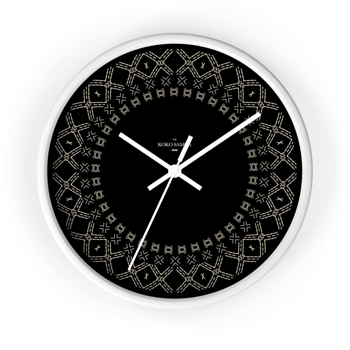 Black wall clock with white face, 10-inch size from Malu home decor collection, suitable for AU, NZ, and USA.