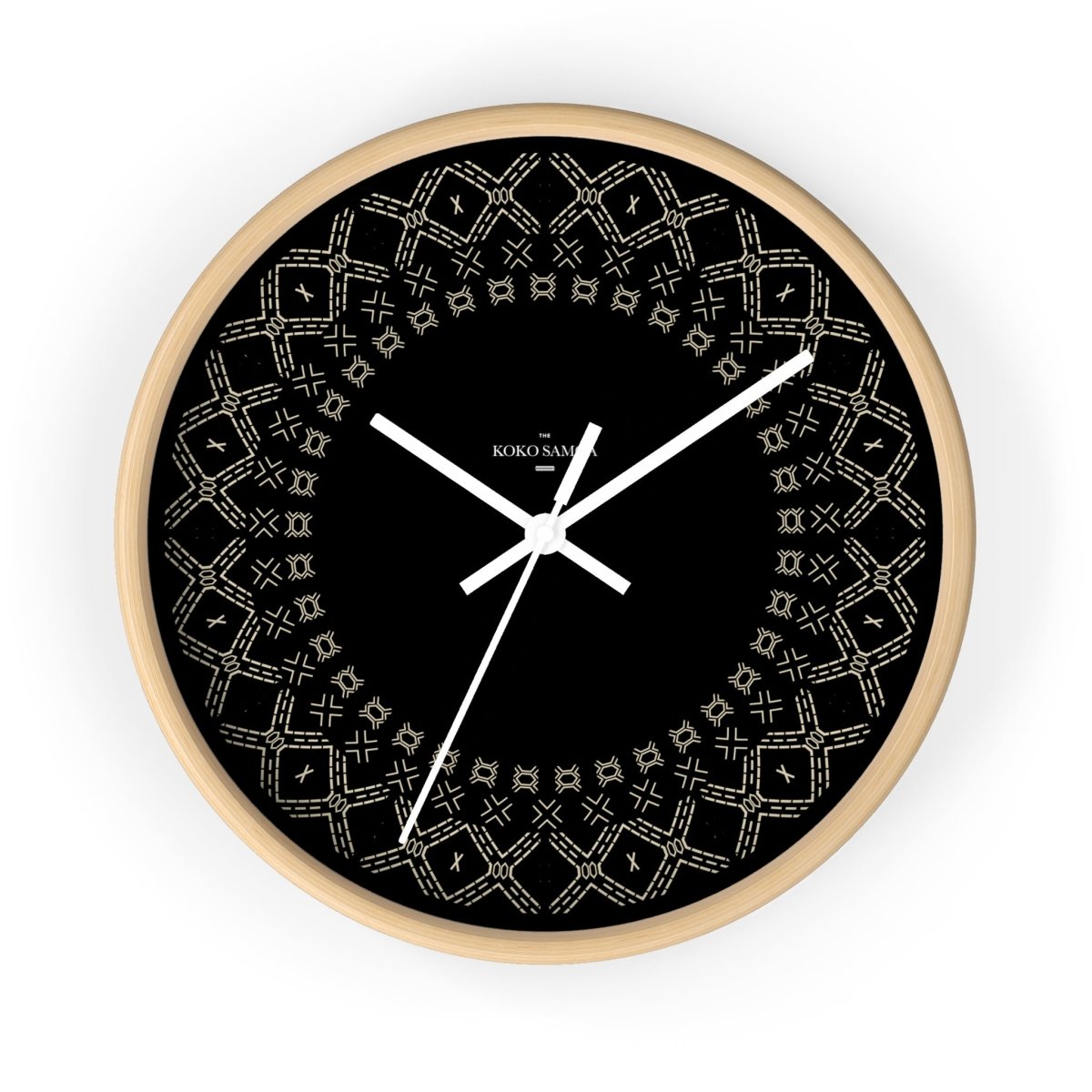Black and white 10-inch Malu wall clock, perfect for home decor in AU, NZ, and USA settings.