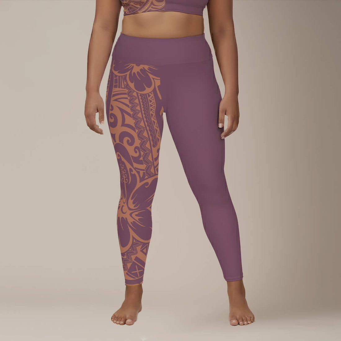 Plus size 2XL to 6XL leggings from Subliminator in Bloom Brandied Melon print, featuring vibrant floral design and comfortable fit.