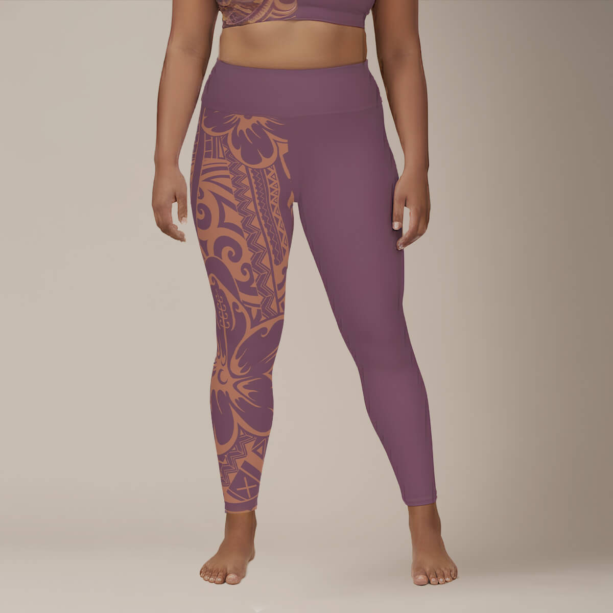 Plus size 2XL to 6XL leggings in Bloom Coral print, featuring vibrant floral design and comfortable fit.