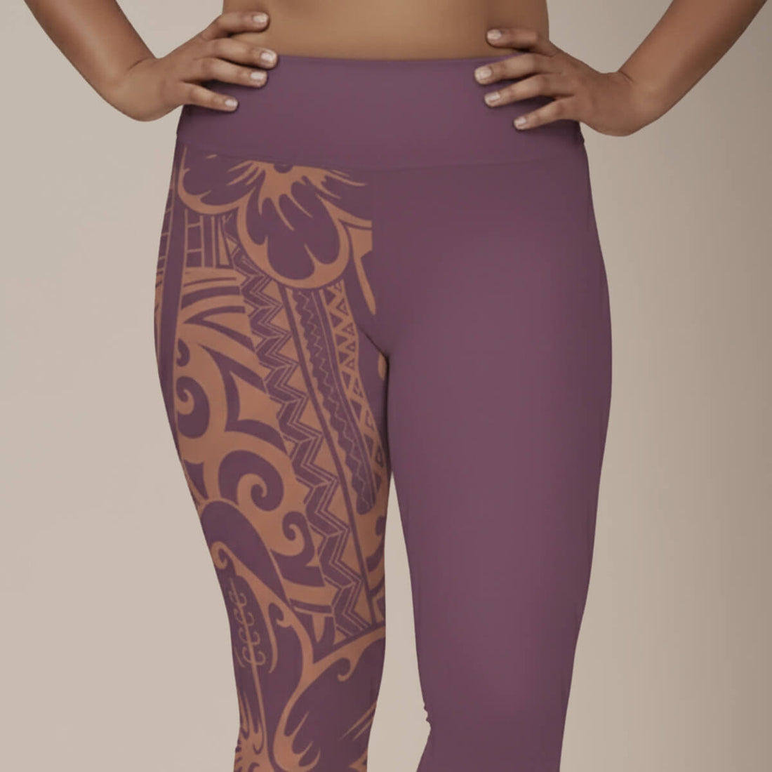 Plus size 2XL to 6XL leggings in Bloom Coral, featuring vibrant, comfortable stretch fabric and bold pattern.