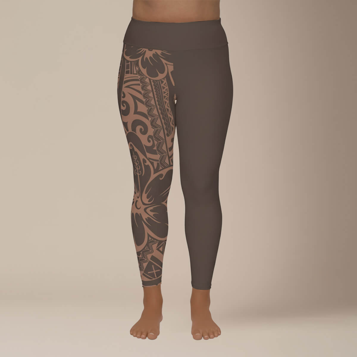 Plus size leggings in Bloom Driftwood, 2XL to 6XL, featuring a floral pattern and comfortable fit.