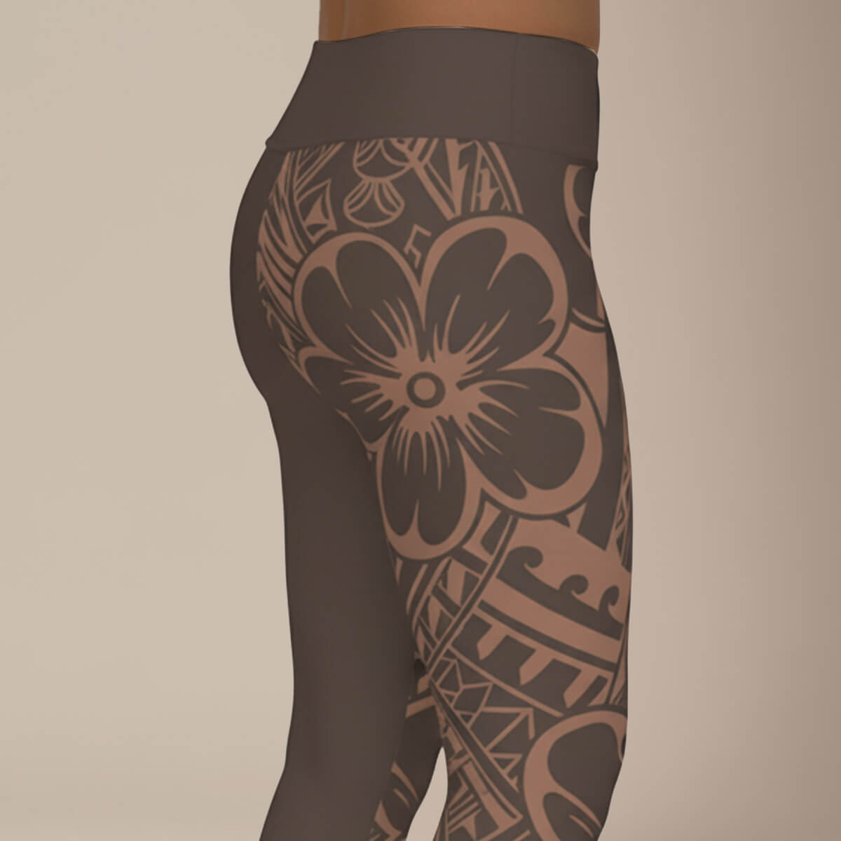 IslandCurvy - 2XL to 6XL Leggings - Bloom Mocha Mousse - AU/NZ