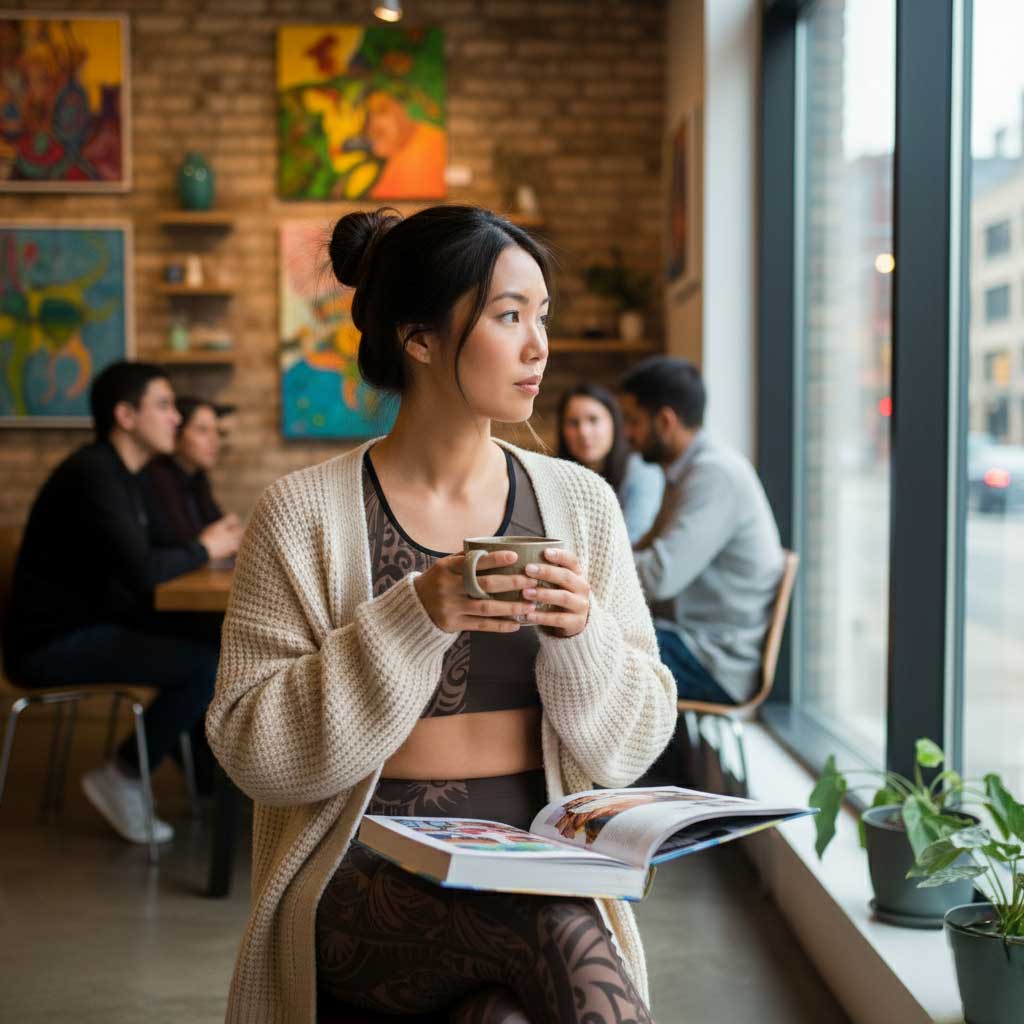 Miami Sublimation IslandRise high-waisted leggings in Bloom Mocha Mousse, plus size, featuring a smooth, comfortable fit.