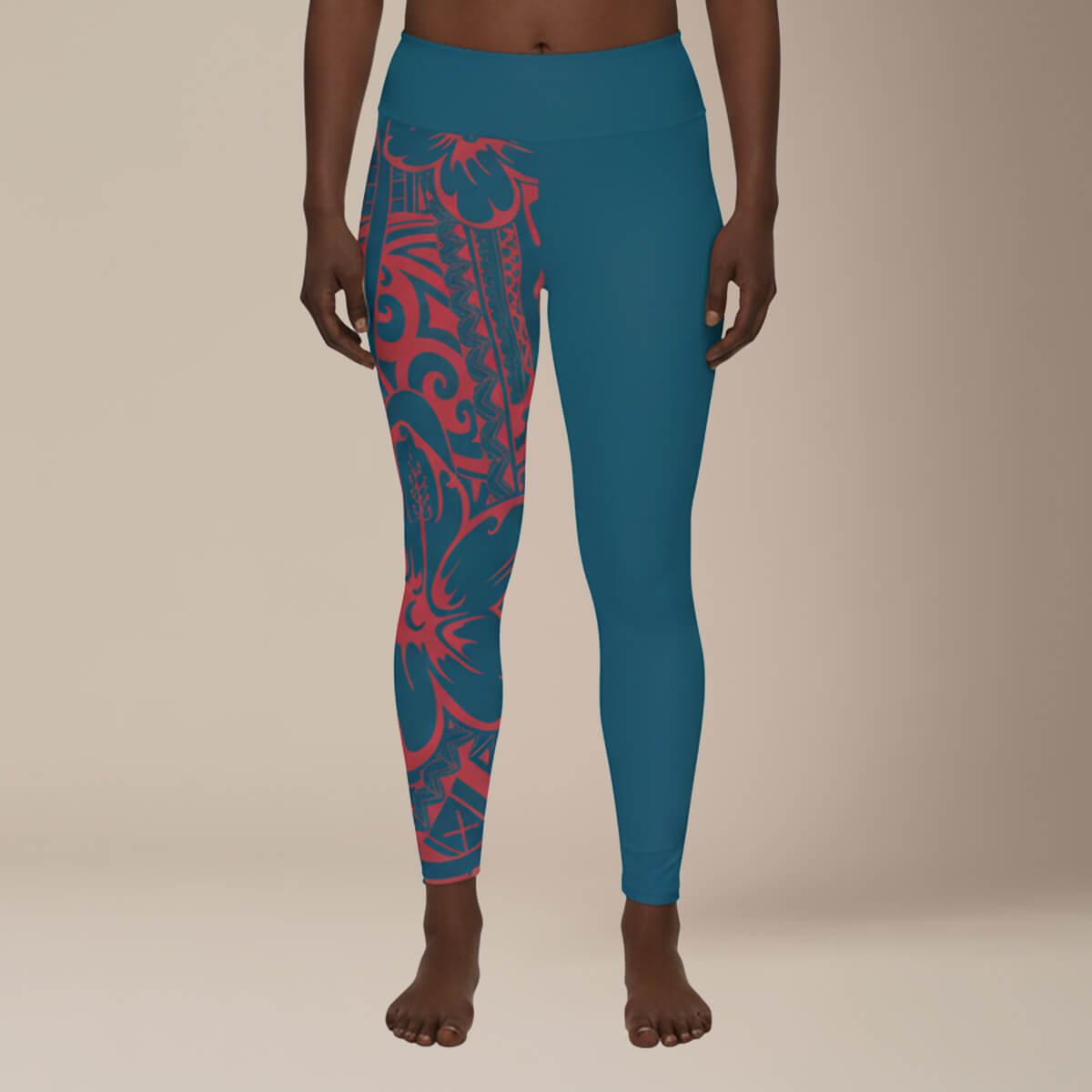 Plus size leggings in 2XL to 6XL, Bloom Peacock design, featuring vibrant floral pattern and comfortable fit.