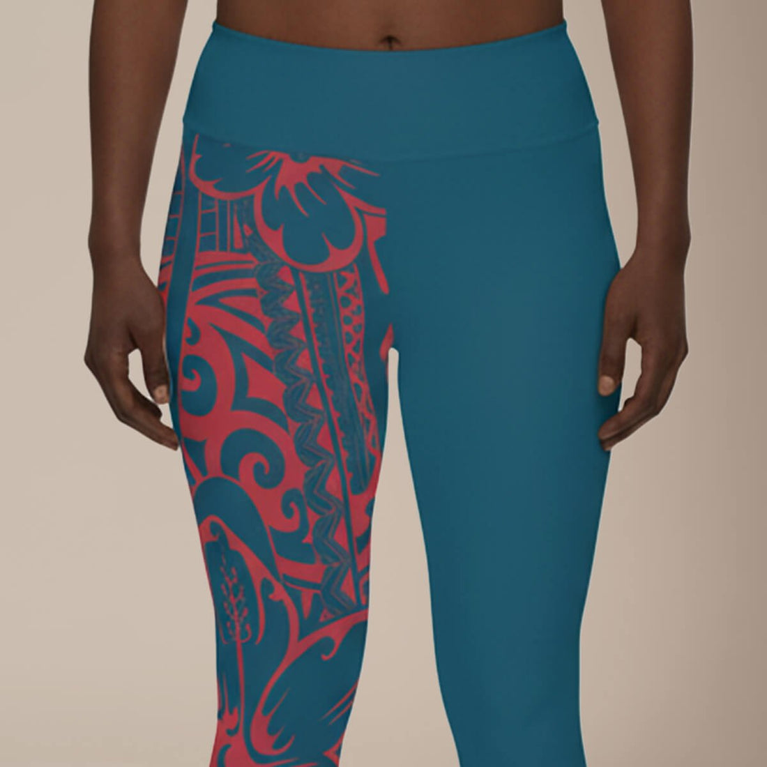 Plus size Subliminator leggings in 2XL to 6XL, Bloom Winterberry Blue design, featuring vibrant winterberry floral pattern.