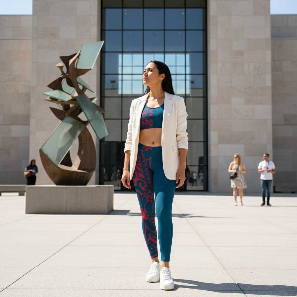 IslandFlex mid-rise leggings in Bloom Peacock, plus size 2XL to 6XL, featuring vibrant floral print and comfortable fit.