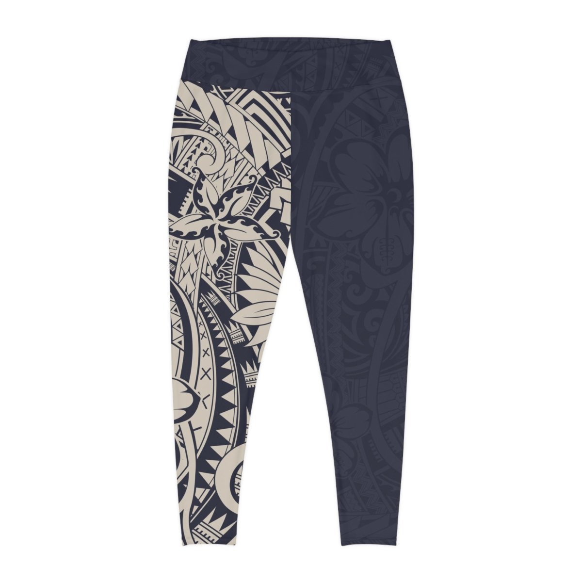 Blue Bloom all-over print plus-size leggings from Plus Size in 2XL to 6XL, featuring vibrant floral design.