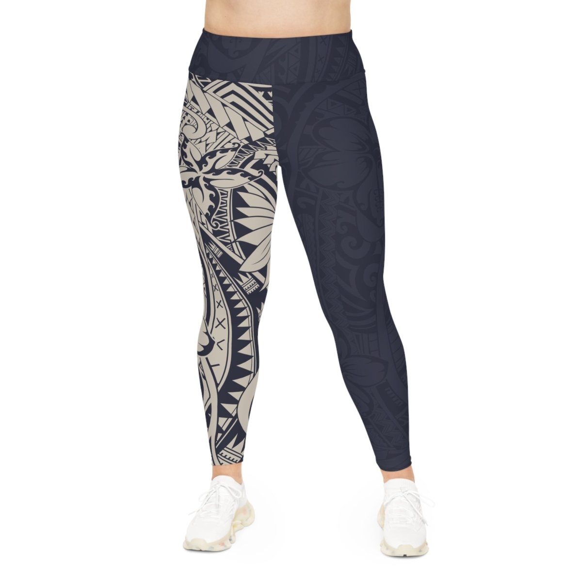 Blue Bloom all-over print leggings by Plus Size in 2XL to 6XL, featuring vibrant floral design,.
