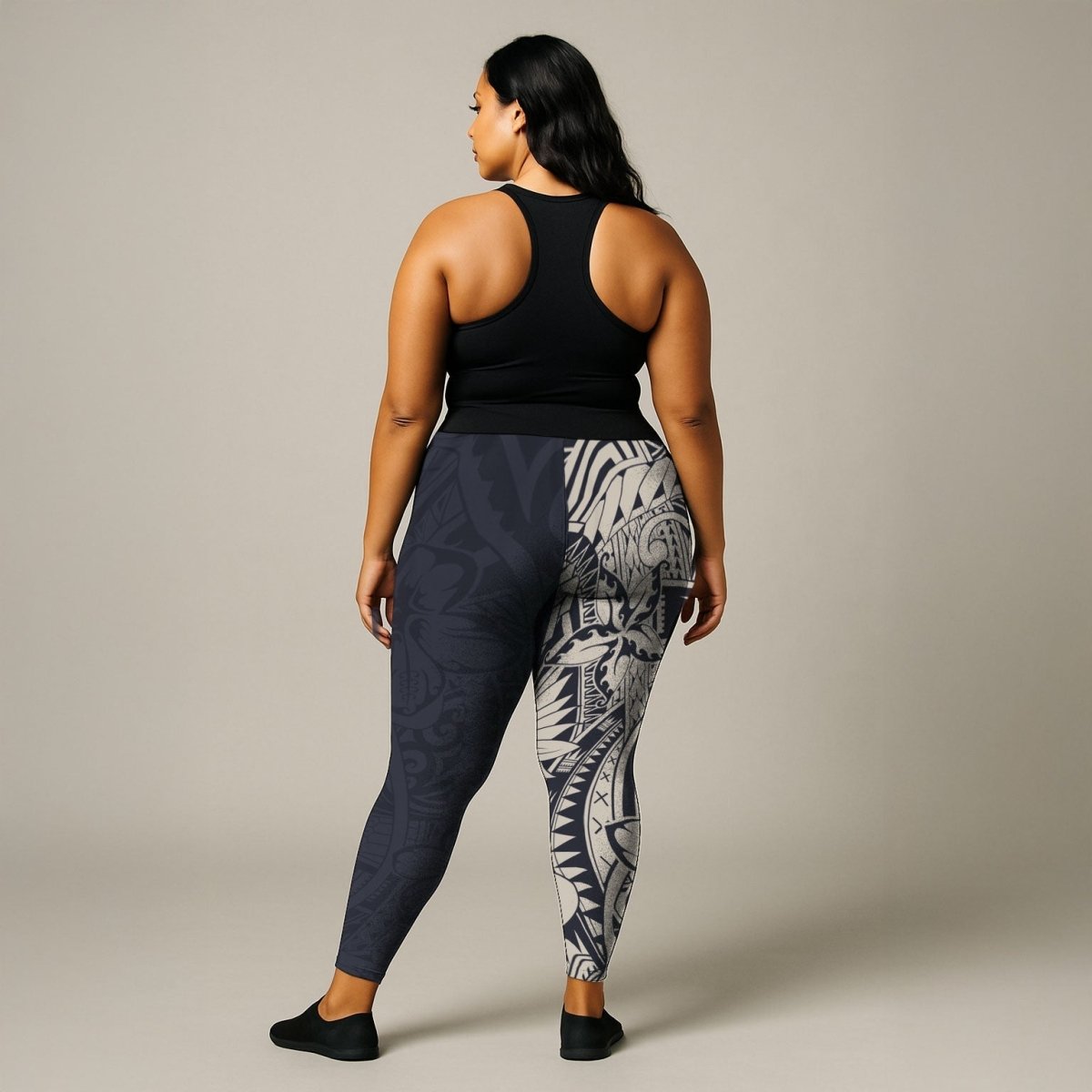 Blue Bloom all-over print leggings in 2XL to 6XL by Plus Size, featuring vibrant floral design on a sublimator fabric.