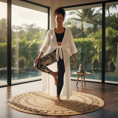 IslandPlus - 2XL to 6XL Leggings - Blue Bloom - AU/NZ/USA - The Koko Samoa