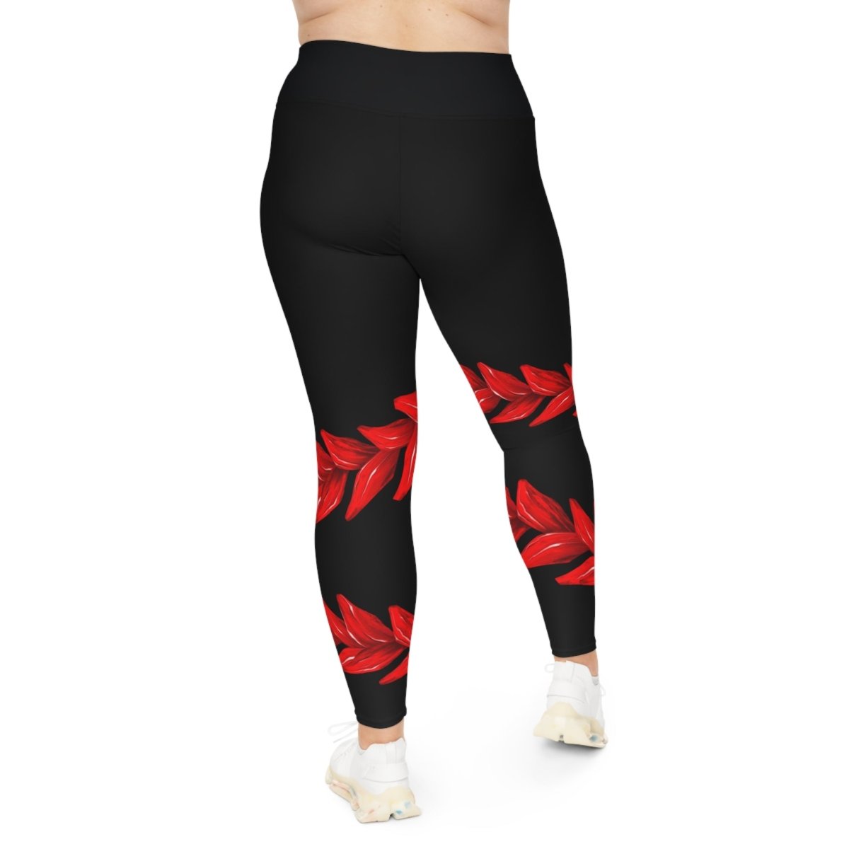 Subliminator IslandCurvy plus size leggings in 2XL to 6XL, featuring Ula Fala design, black and vibrant print, full-length fit