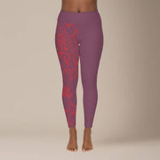 Plus size 2XL to 6XL leggings by Subliminator in Winterberry Red, featuring a comfortable fit and vibrant color.