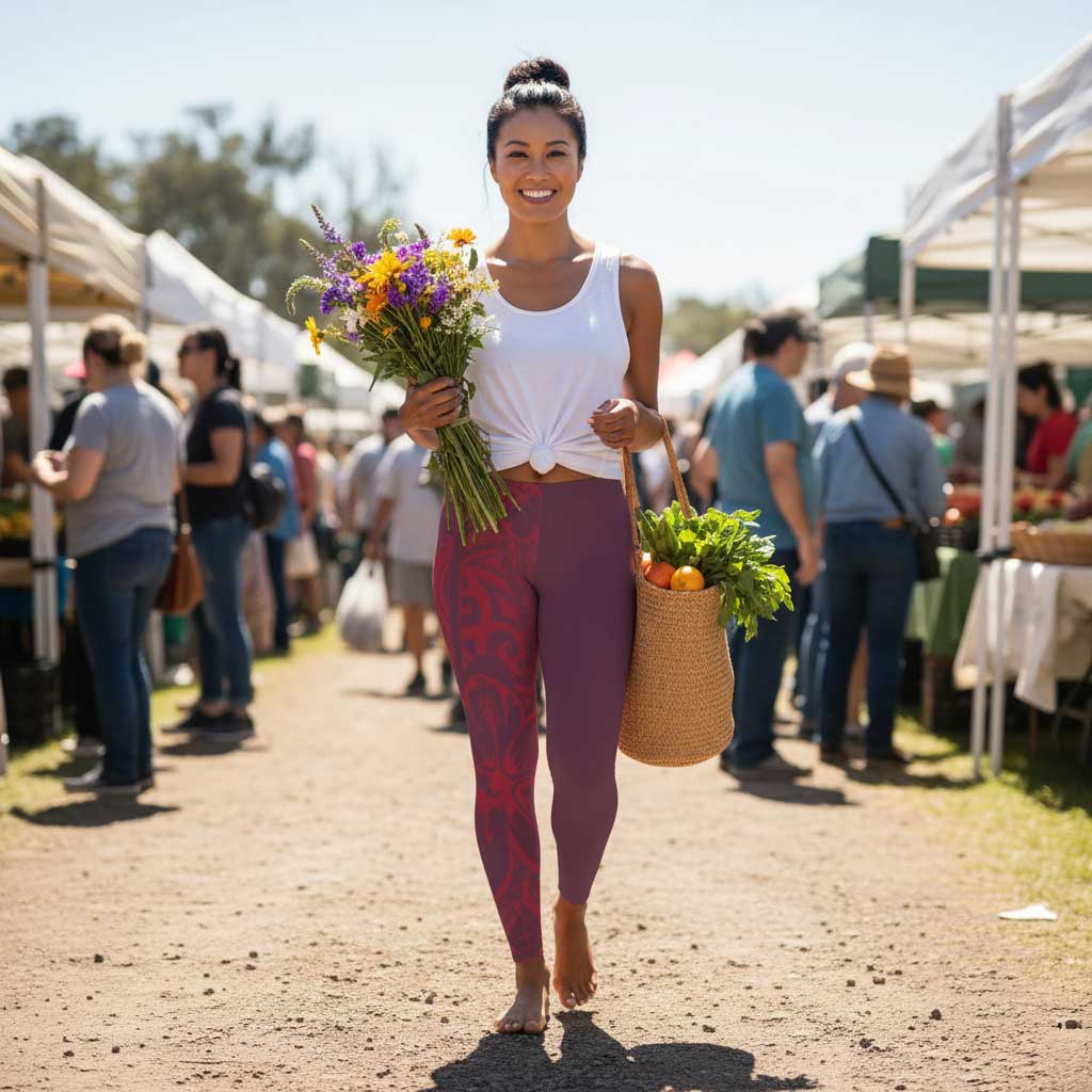 IslandPlus - 2XL to 6XL Leggings - Winterberry Red - AU/NZ/USA - The Koko Samoa
