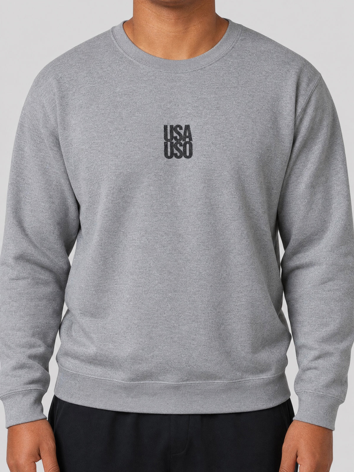 Unisex Heavy Sweatshirt  — USA USO  - Black Embroidered on a light grey studio background