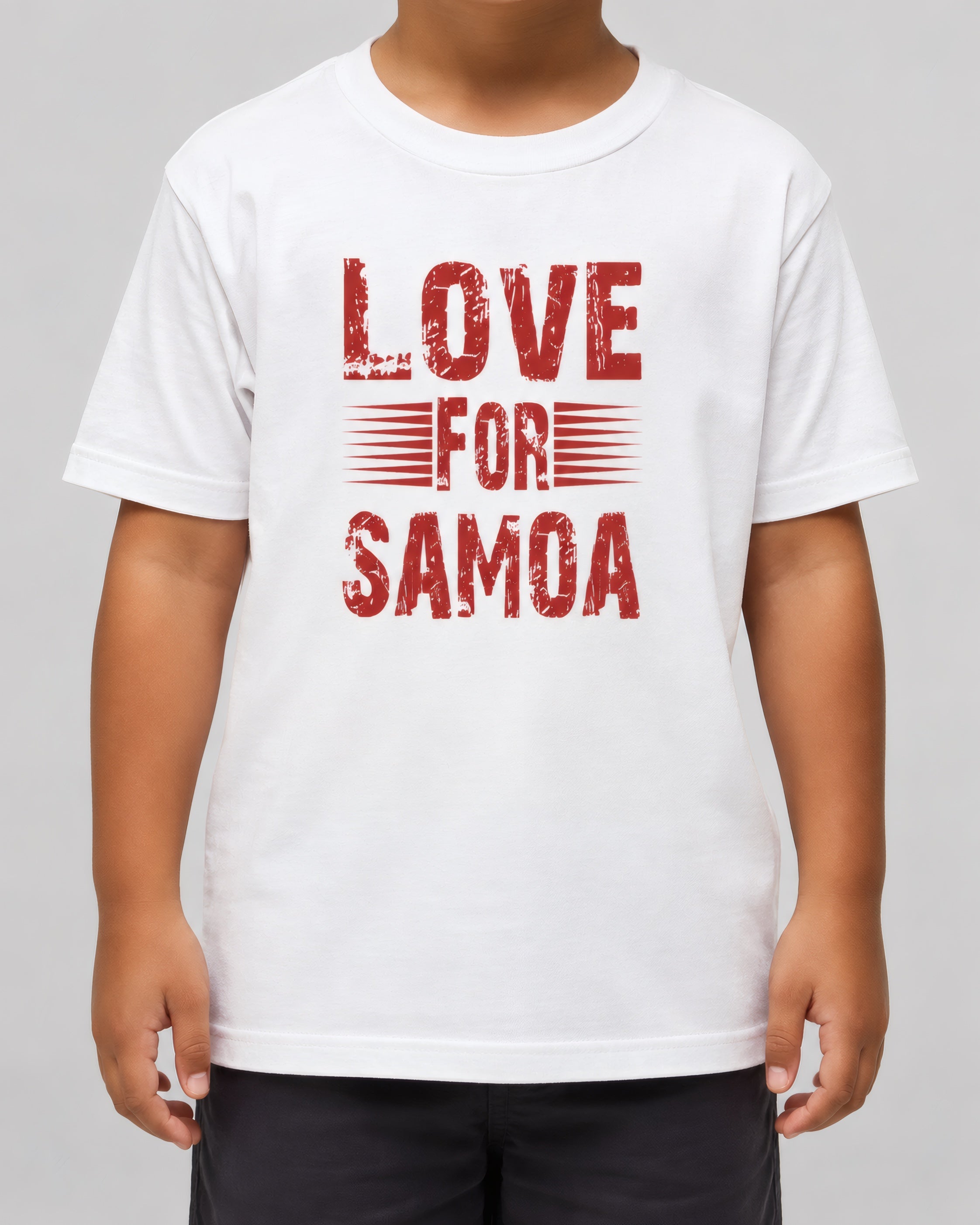 Kids Tee - Love for Samoa on a light grey studio background