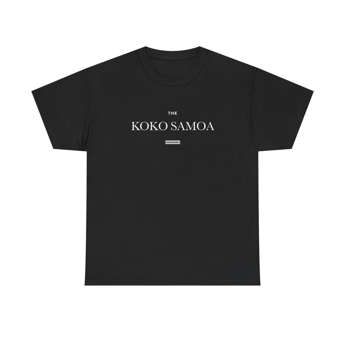 Black heavy unisex tee with the The Brand Classic print, The Koko Samoa
