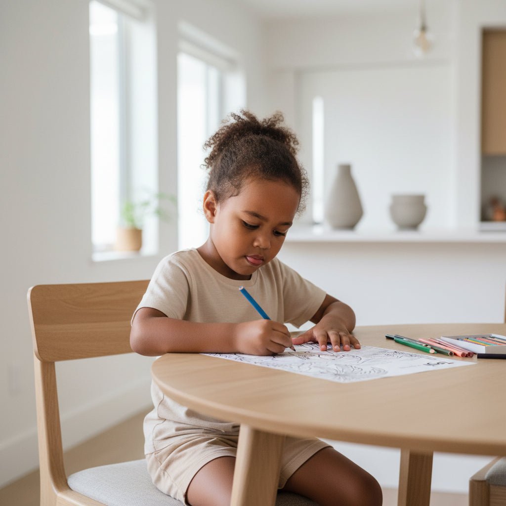 Downloadable Learn and Colour sheet featuring Tagi design by THE KOKO SAMOA, ideal for kids in AU, NZ, and USA.