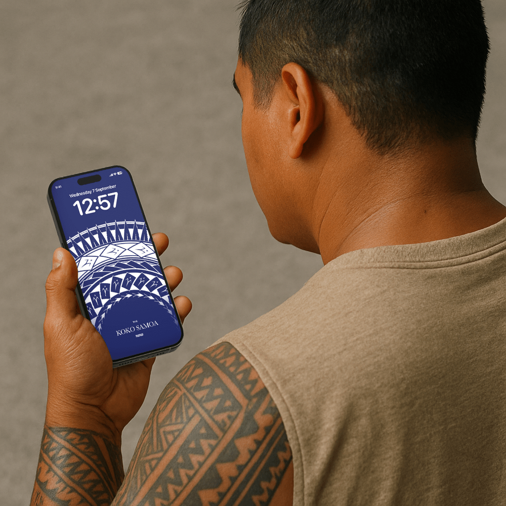 Set of 12 phone wallpapers by The Koko Samoa, featuring vibrant designs for AU, NZ, and USA phone screens.
