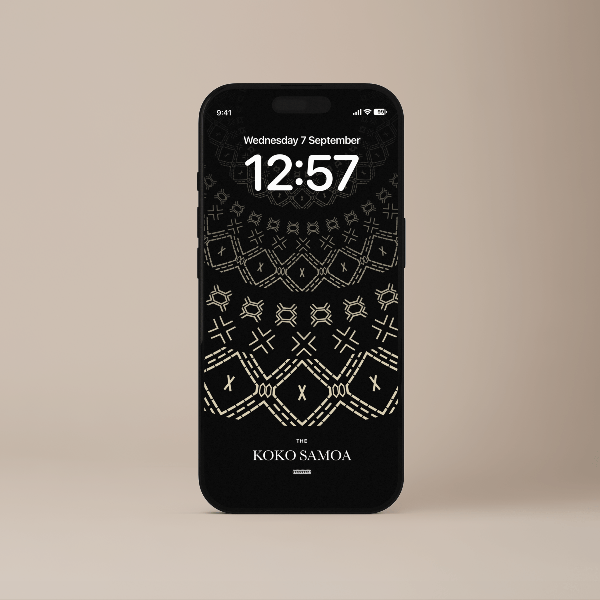 Samoan Malu phone wallpaper by The Koko Samoa, featuring traditional tattoo design on modern phone screen background.