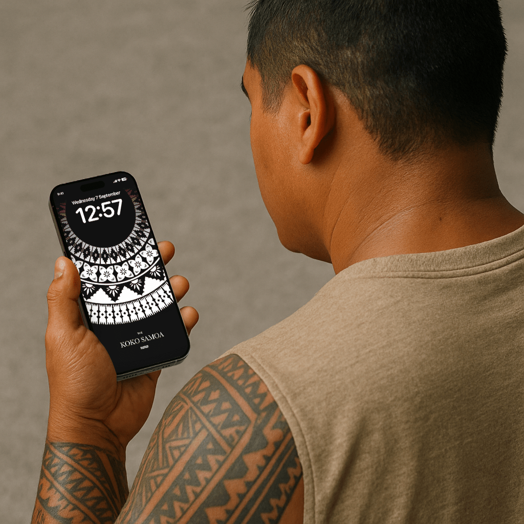 Fiji-themed phone wallpaper by The Koko Samoa featuring vibrant tropical island scenery for AU, NZ, and USA devices.