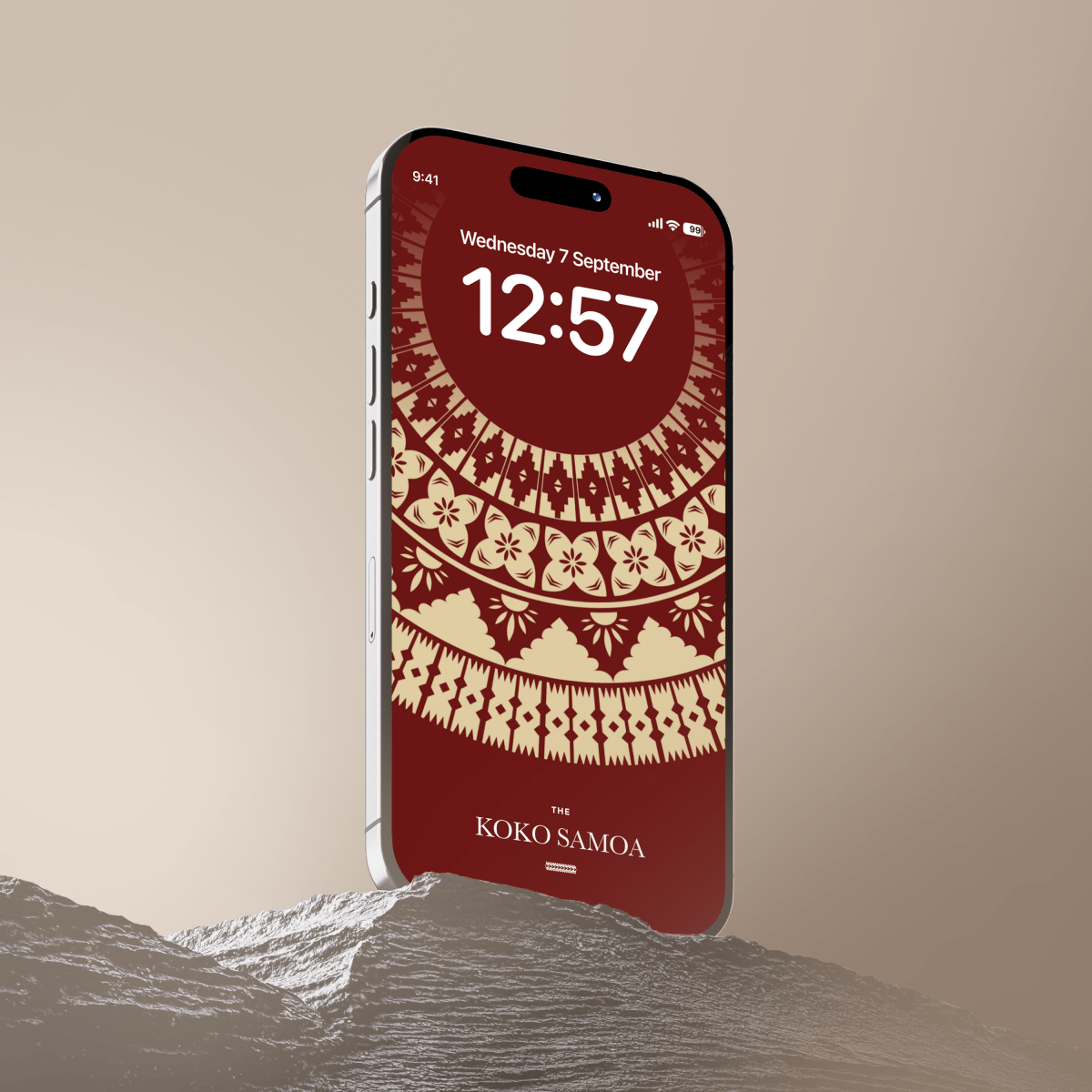 Fiji Red phone wallpaper by The Koko Samoa featuring vibrant tropical design for mobile screens.