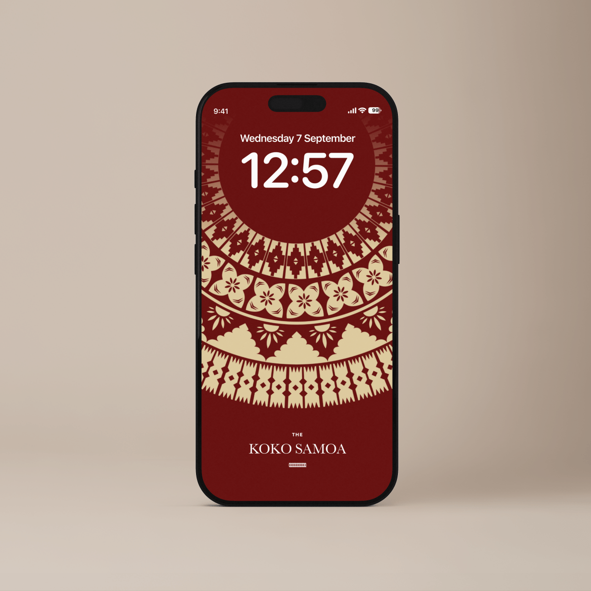 Phone wallpaper featuring Fiji Red design by The Koko Samoa, suitable for AU, NZ, and USA smartphones.