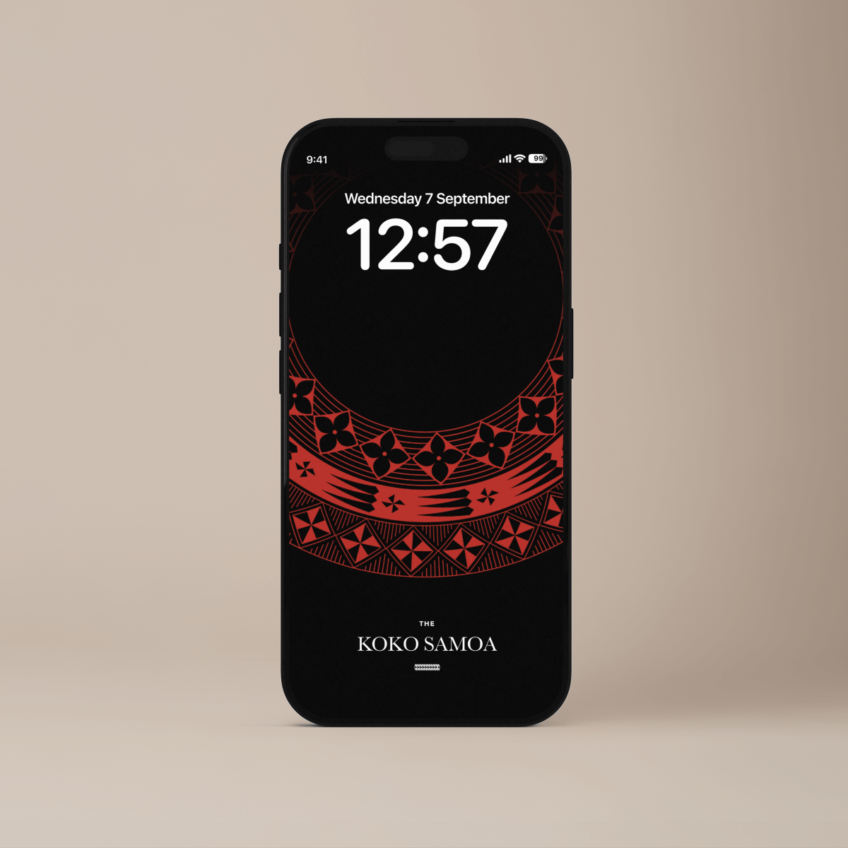 Tongan red phone wallpaper by The Koko Samoa, featuring vibrant Tongan-inspired design for mobile devices.