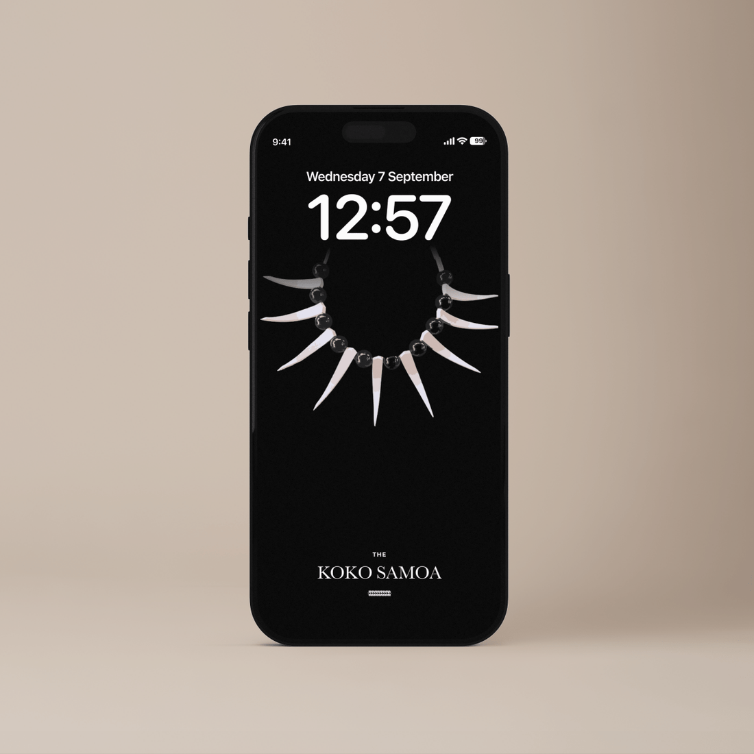 Phone wallpaper featuring Ula Nifo design from The Koko Samoa for AU, NZ, and USA devices, showcasing traditional Samoan art.