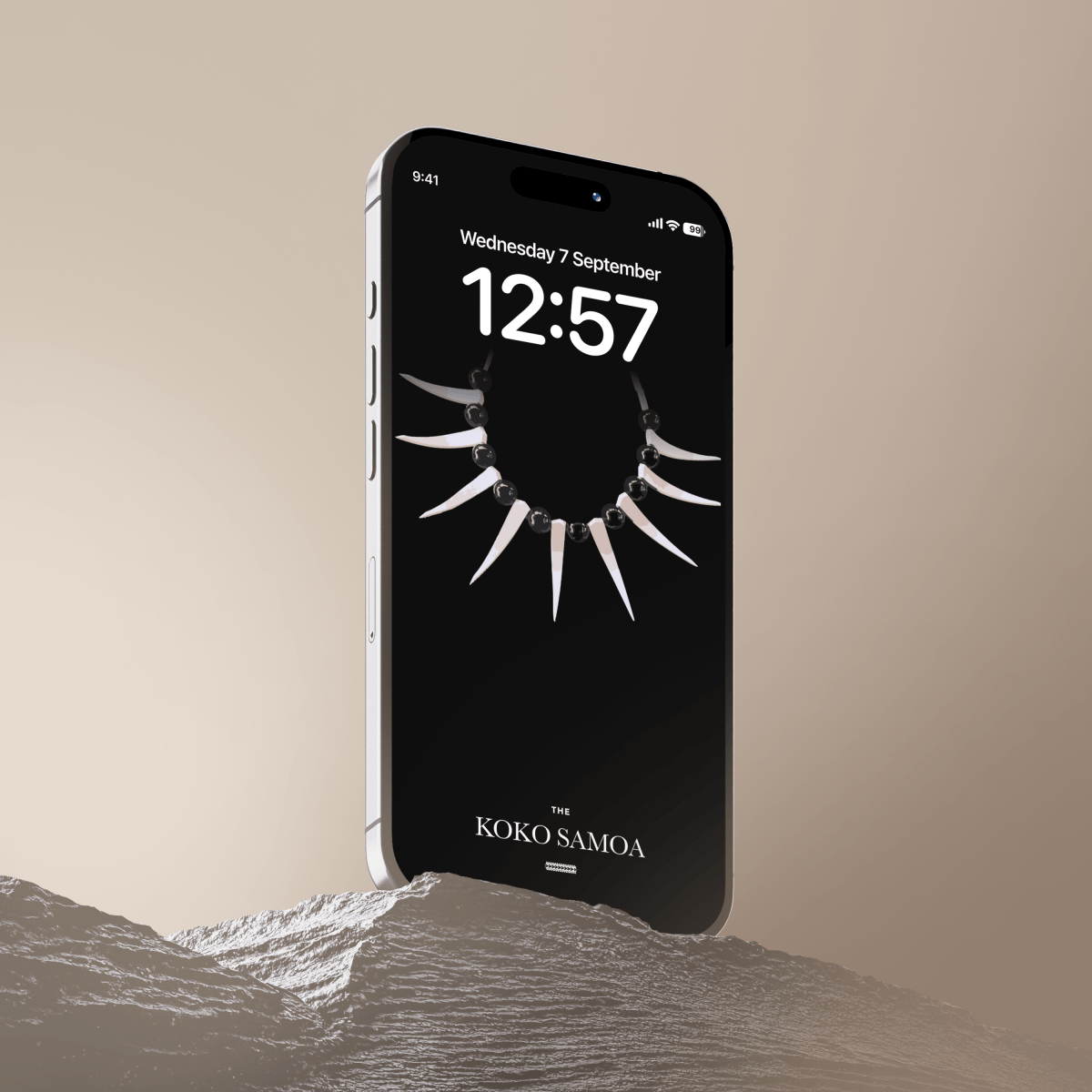 Phone wallpaper featuring Ula Nifo design by The Koko Samoa, suitable for AU, NZ, and USA phone screens.