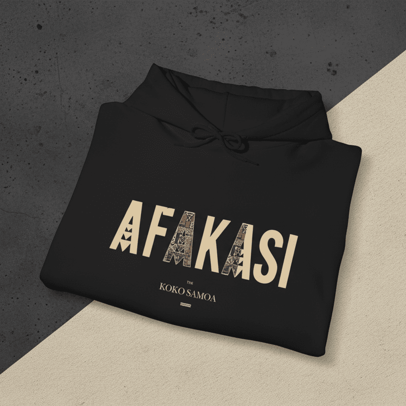 White IslandHeavy™ hoodie by The Print Bar in plus sizes 2XL-5XL, featuring a comfortable fit and Afakasi design.