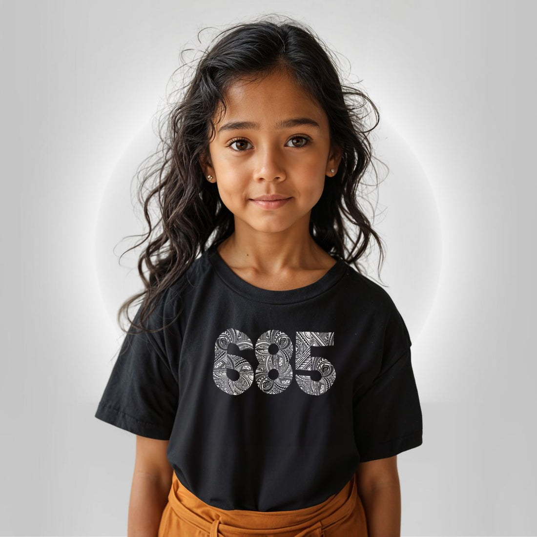 Black kids unisex tee from The Print Bar, casual kids clothing, front view showing the simple design and comfortable fit.