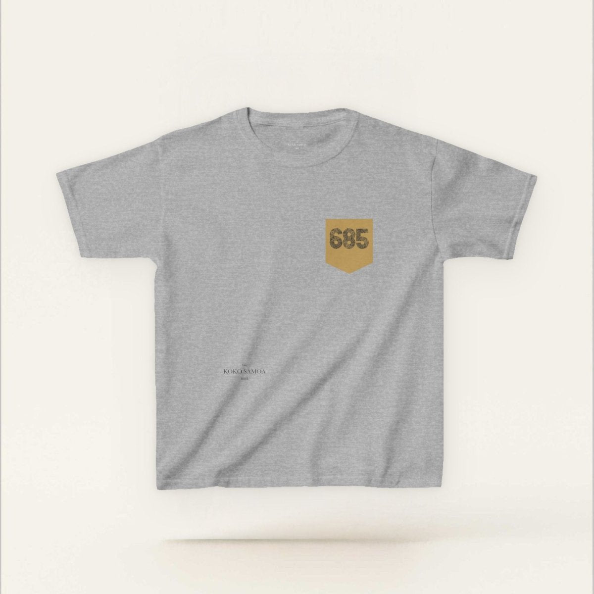 Kids unisex navy T-shirt with 685 Pocket design by The Print Bar, featuring a casual fit for children.